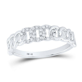 Radiant Reflections | 10kt White Gold Womens Round Diamond Cuban Link Band Ring 1/8 Cttw Top view from the 10Kt White Gold Womens Round Diamond Cuban Link Band Ring 1 8 Cttwpin286531 collection by Splendid Jewellery