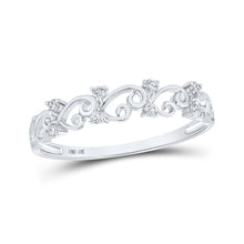 Load image into Gallery viewer, Splendid Jewellery 10kt White Gold Diamond Curl Band Ring Top view from the 10Kt White Gold Womens Round Diamond Curl Band Ring 1 10 Cttwpin284351 collection by Splendid Jewellery