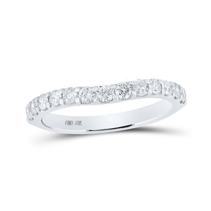 Diamond Band | 10kt White Gold Womens Round Diamond Curved Band Ring 1/2 Cttw | Splendid Jewellery GND