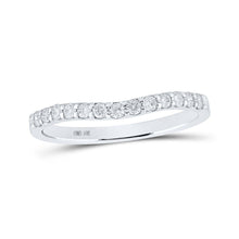Load image into Gallery viewer, White Gold Diamond Curved Band Ring - A Captivating Sparkle of Elegance Top view from the 10Kt White Gold Womens Round Diamond Curved Band Ring 1 4 Cttwpin212770 collection by Splendid Jewellery