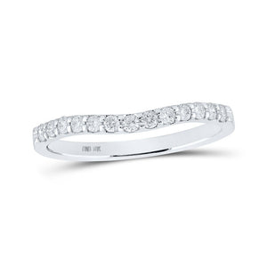 Diamond Band | 10kt White Gold Womens Round Diamond Curved Band Ring 1/4 Cttw | Splendid Jewellery GND