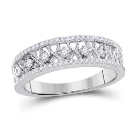 Symmetrical Brilliance: 10kt White Gold Diamond Filigree Band Ring Top view from the 10Kt White Gold Womens Round Diamond Filigree Symmetrical Band Ring 1 4 Cttwpin206975 collection by Splendid Jewellery