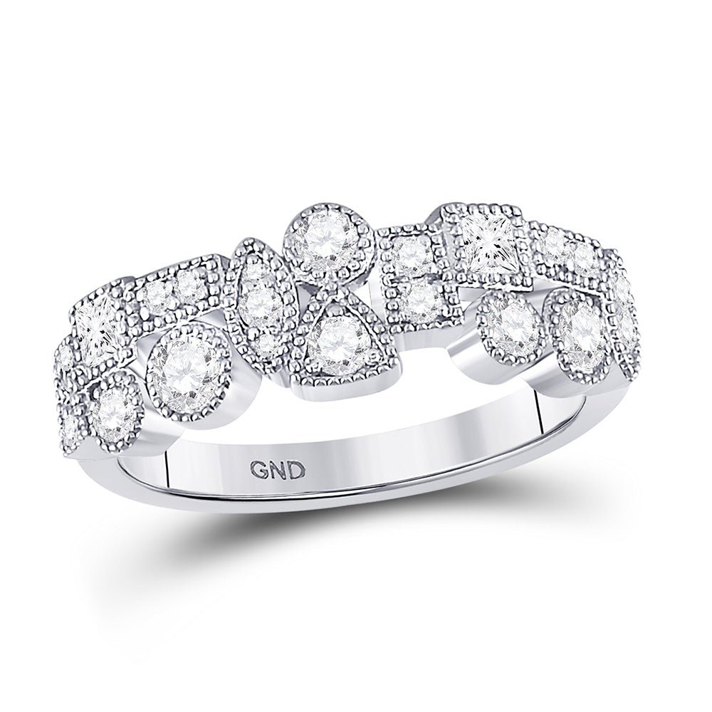 Diamond Band | 10kt White Gold Womens Round Diamond Modern Geometric Band Ring 5/8 Cttw | Splendid Jewellery GND