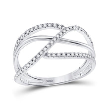 Load image into Gallery viewer, Shimmering Brilliance | 10kt White Gold Diamond Cascade Band Ring 1/5 Cttw Top view from the 10Kt White Gold Womens Round Diamond Open Strand Band Ring 1 5 Cttwpin227430 collection by Splendid Jewellery