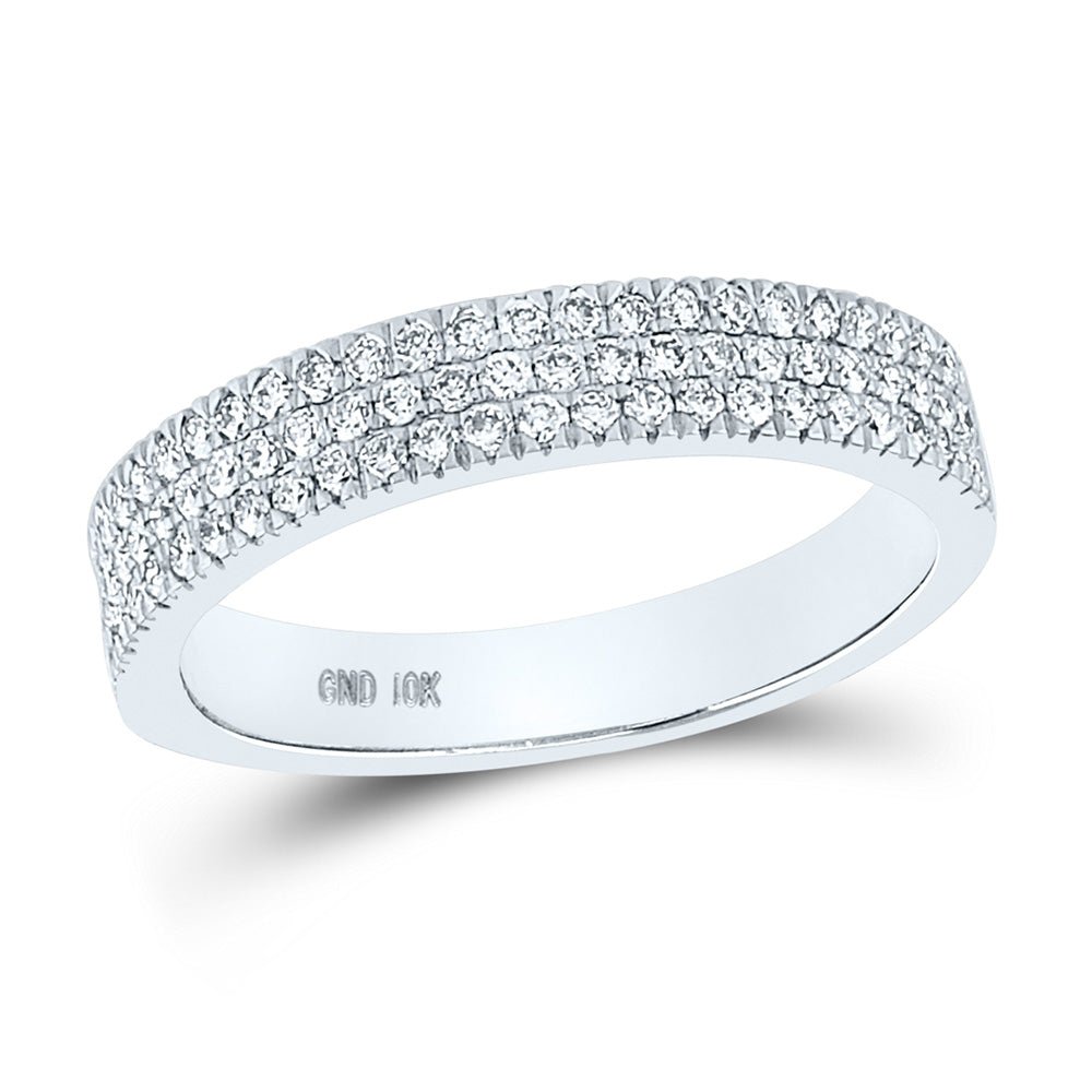 Diamond Band | 10kt White Gold Womens Round Diamond Pave Band Ring 1/2 Cttw | Splendid Jewellery GND