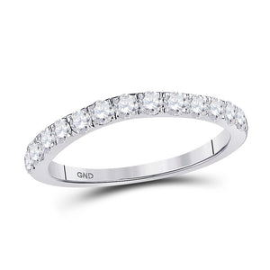 Diamond Band | 10kt White Gold Womens Round Diamond Single Row Band Ring 1/2 Cttw | Splendid Jewellery GND
