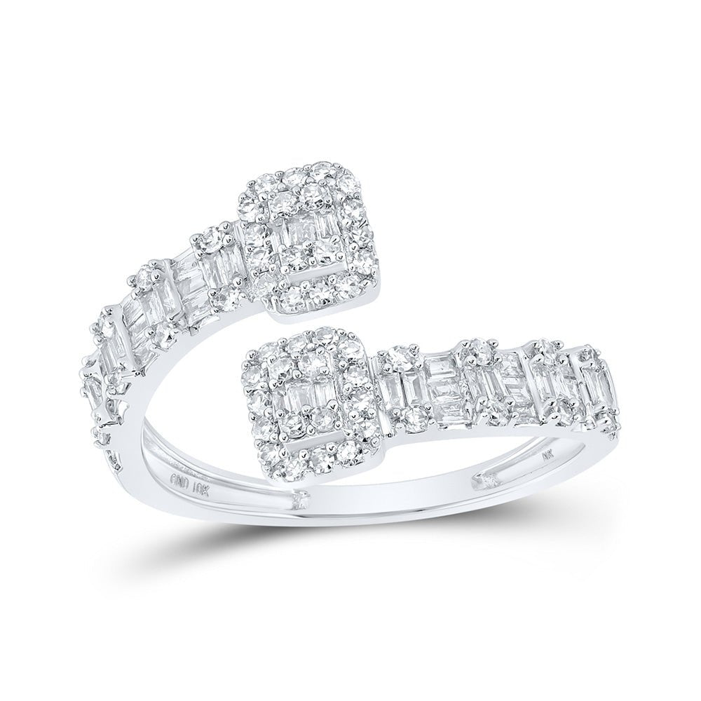 Diamond Band | 10kt White Gold Womens Round Diamond Square Cuff Band Ring 1/2 Cttw | Splendid Jewellery GND