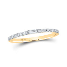 Load image into Gallery viewer, Dazzling Brilliance | 10kt Yellow Gold Baguette and Round Diamond Band Ring 1/6 Cttw product  Top View from Splendid Jewellery