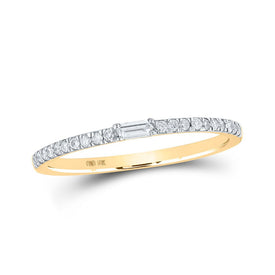 Dazzling Brilliance | 10kt Yellow Gold Baguette and Round Diamond Band Ring 1/6 Cttw product  Top View from Splendid Jewellery