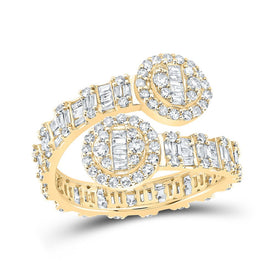 Radiant Baguette Diamond Circle Cuff Band Ring - 10kt Yellow Gold product  Top View from Splendid Jewellery