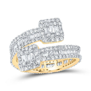 Diamond Band | 10kt Yellow Gold Womens Baguette Diamond Cuff Eternity Band Ring 1-1/2 Cttw | Splendid Jewellery GND