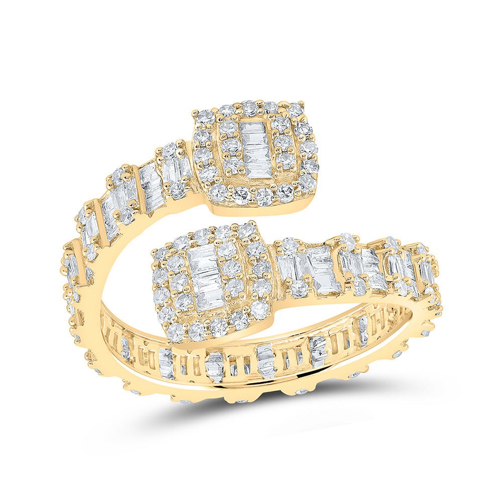 Diamond Band | 10kt Yellow Gold Womens Baguette Diamond Cushion Cuff Band Ring 1 Cttw | Splendid Jewellery GND