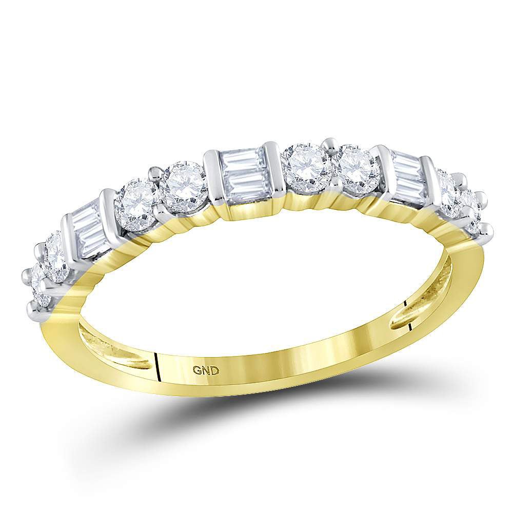 Diamond Band | 10kt Yellow Gold Womens Baguette Round Diamond Band Ring 1/2 Cttw | Splendid Jewellery GND