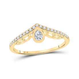 Captivating Diamond Elegance: 10kt Yellow Gold Womens Pear Diamond Chevron Band Ring 1/3 Cttw product  Top View from Splendid Jewellery