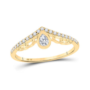 Diamond Band | 10kt Yellow Gold Womens Pear Diamond Chevron Band Ring 1/3 Cttw | Splendid Jewellery GND