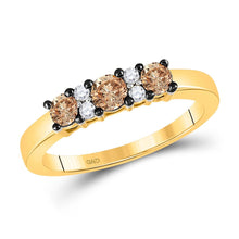 Load image into Gallery viewer, Radiant Brown Diamond Eternity Band | 10kt Yellow Gold Women&#39;s Ring 1/2 Cttw | Splendid Jewellery product  Top View from Splendid Jewellery