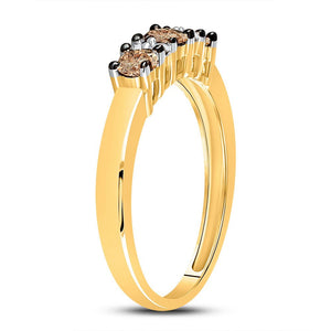 Diamond Band | 10kt Yellow Gold Womens Round Brown Diamond Band Ring 1/2 Cttw | Splendid Jewellery GND