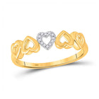10kt Yellow Gold Heart Diamond Alternating Band Ring product  Top View from Splendid Jewellery