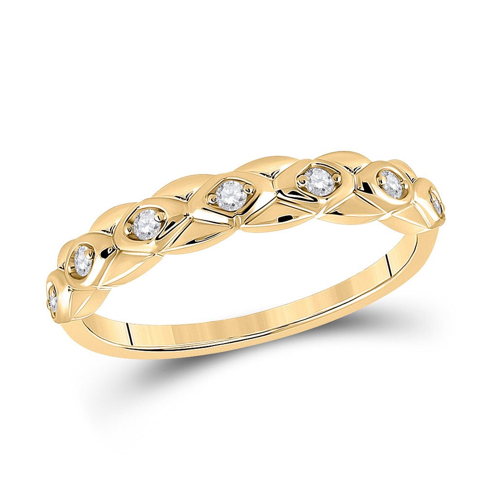 Diamond Band | 10kt Yellow Gold Womens Round Diamond Band Ring 1/10 Cttw | Splendid Jewellery GND