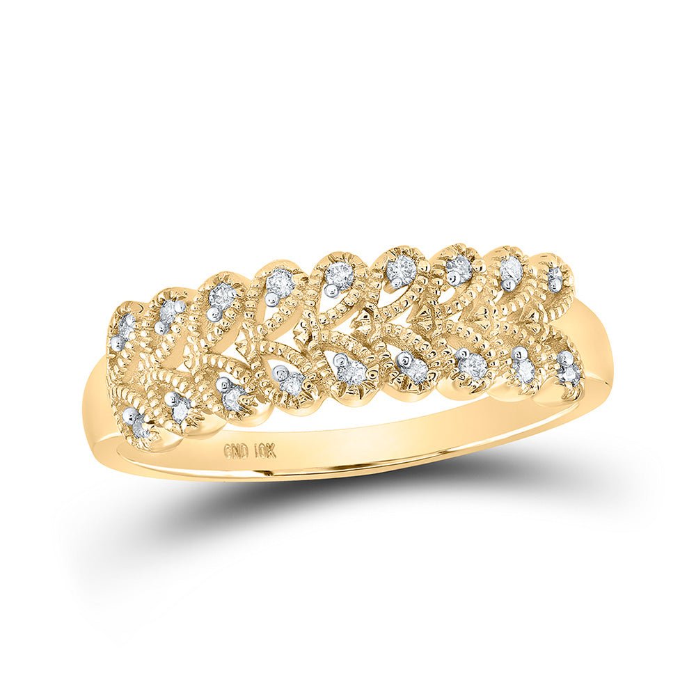 Diamond Band | 10kt Yellow Gold Womens Round Diamond Band Ring 1/10 Cttw | Splendid Jewellery GND