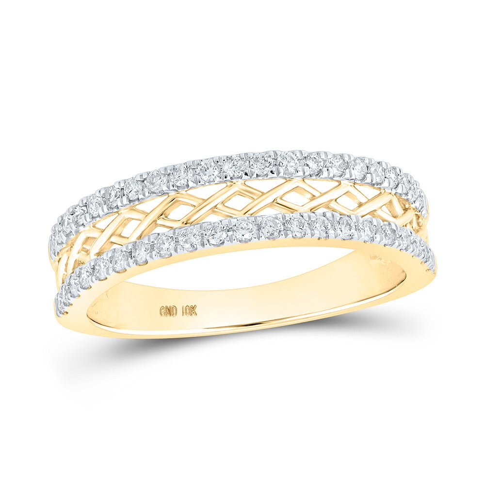 Diamond Band | 10kt Yellow Gold Womens Round Diamond Band Ring 1/3 Cttw | Splendid Jewellery GND