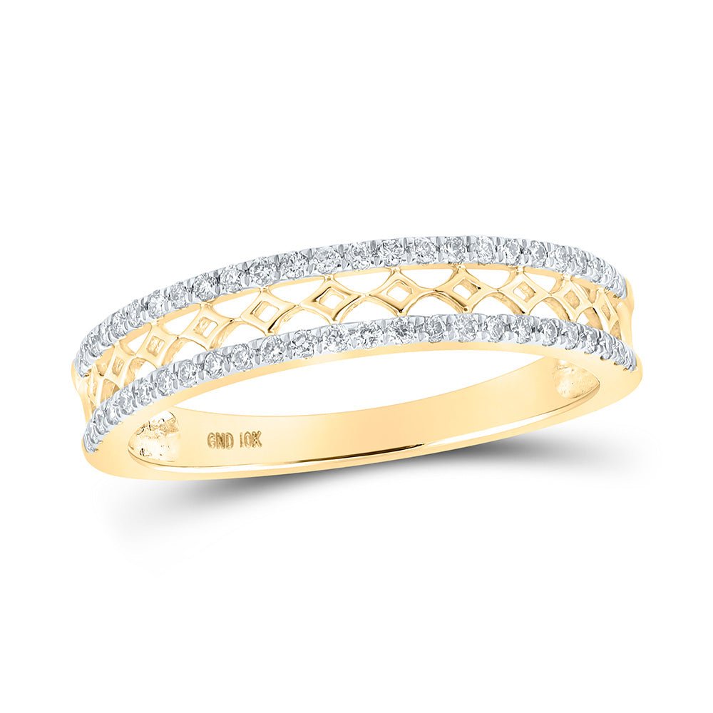 Diamond Band | 10kt Yellow Gold Womens Round Diamond Band Ring 1/5 Cttw | Splendid Jewellery GND