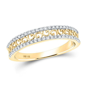 Diamond Band | 10kt Yellow Gold Womens Round Diamond Band Ring 1/5 Cttw | Splendid Jewellery GND