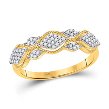 Load image into Gallery viewer, Radiant Glow: 10kt Yellow Gold Women&#39;s Round Diamond Band Ring 1/6 Cttw product  Top View from Splendid Jewellery