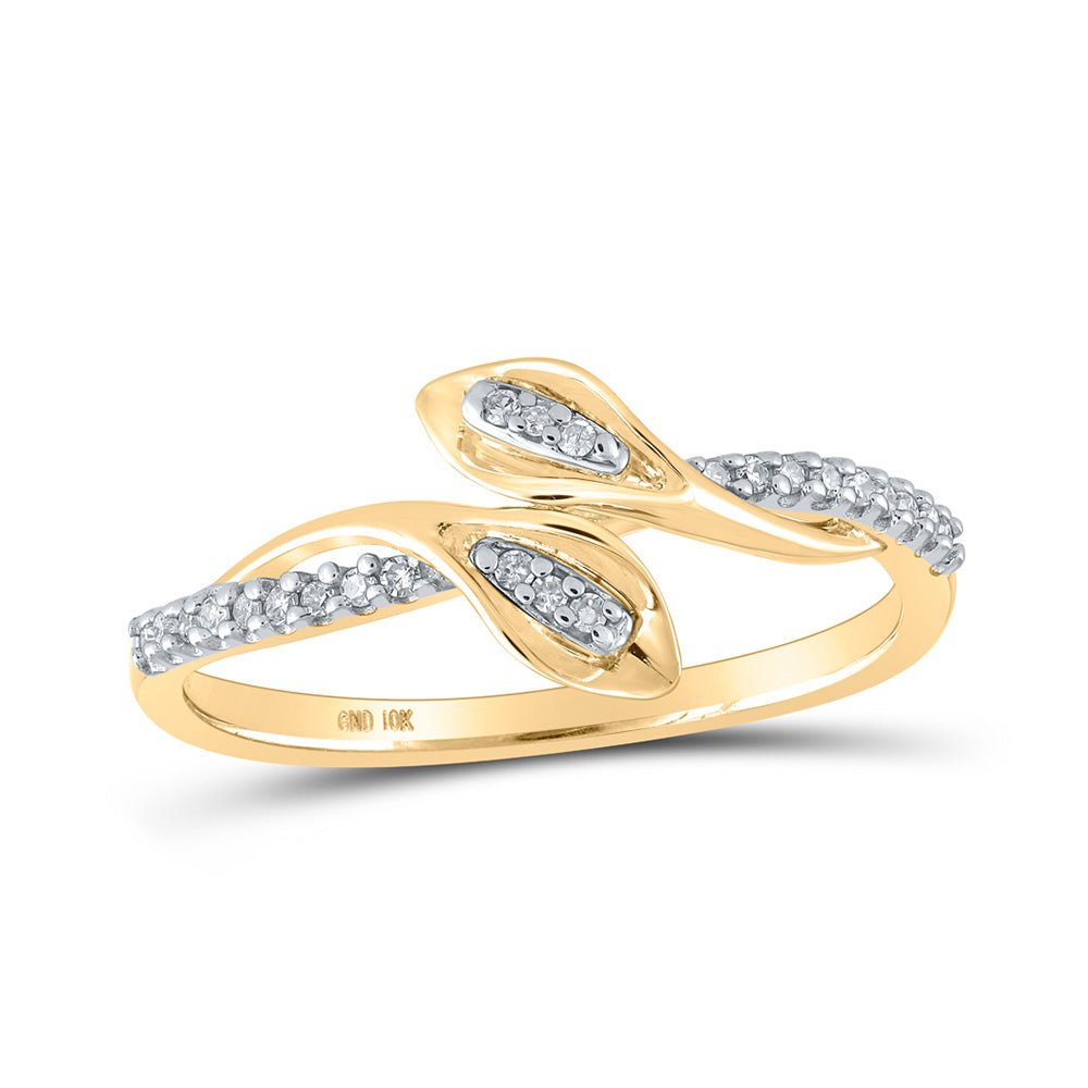 Diamond Band | 10kt Yellow Gold Womens Round Diamond Bypass Band Ring 1/10 Cttw | Splendid Jewellery GND