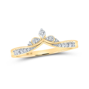 Diamond Band | 10kt Yellow Gold Womens Round Diamond Chevron Band Ring 1/8 Cttw | Splendid Jewellery GND