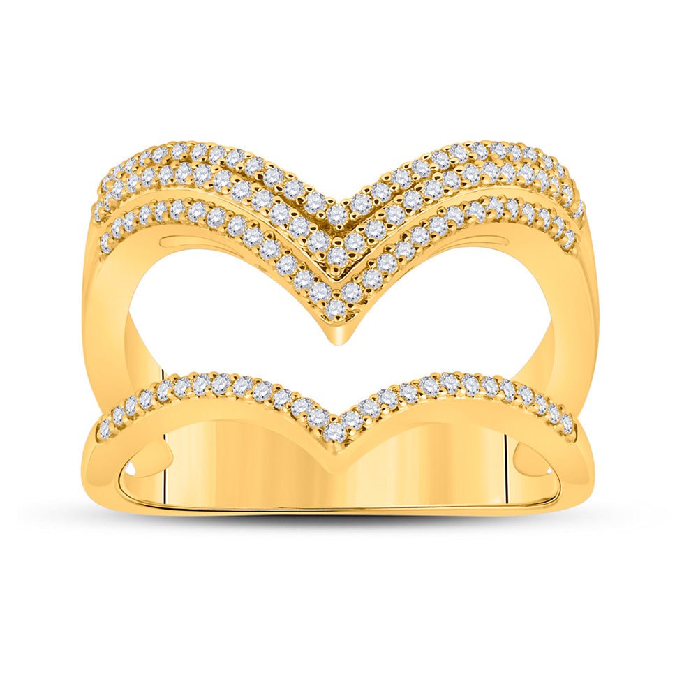 Diamond Band | 10kt Yellow Gold Womens Round Diamond Chevron Band Ring 3/8 Cttw | Splendid Jewellery GND