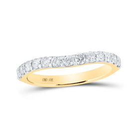 Radiant Curves: 10kt Yellow Gold Womens Round Diamond Band Ring 1/2 Cttw product  Top View from Splendid Jewellery