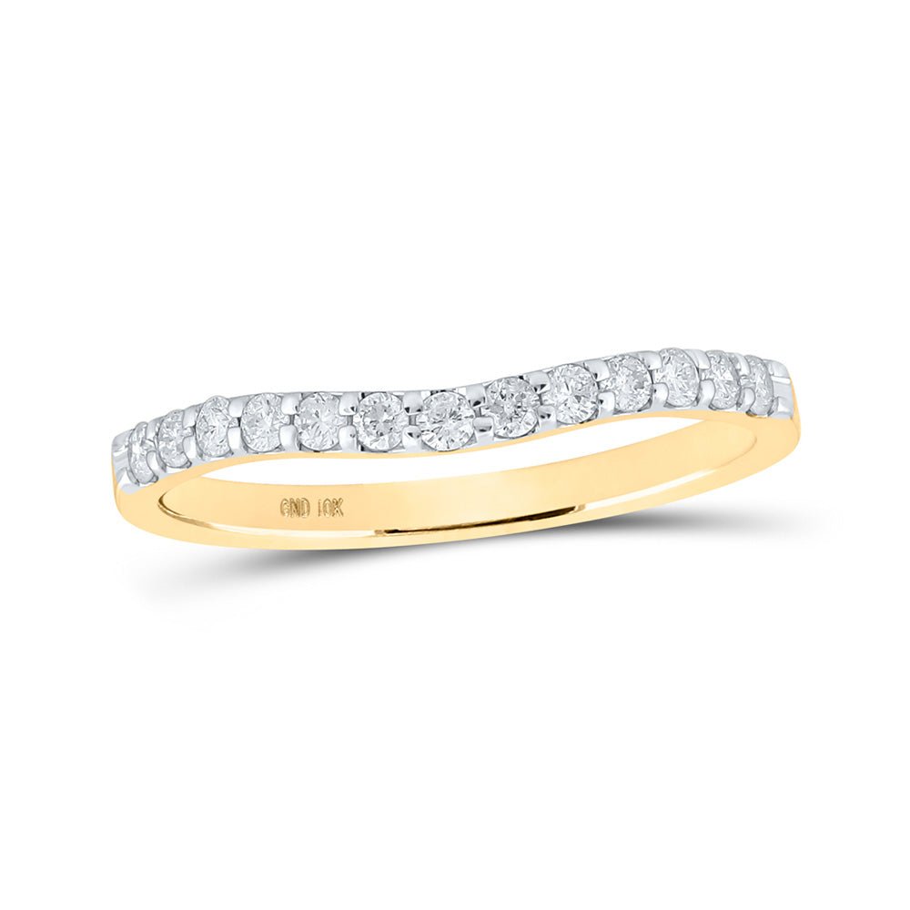 Diamond Band | 10kt Yellow Gold Womens Round Diamond Curved Band Ring 1/4 Cttw | Splendid Jewellery GND