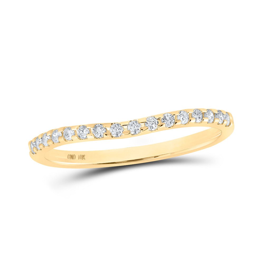 Diamond Band | 10kt Yellow Gold Womens Round Diamond Curved Band Ring 1/6 Cttw | Splendid Jewellery GND