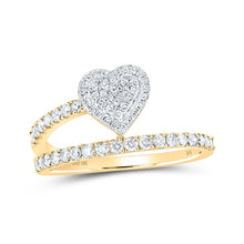Load image into Gallery viewer, 10kt Yellow Gold Heart-Shaped Diamond Band Ring - A Radiant Symbol of Love and Elegance product  Top View from Splendid Jewellery