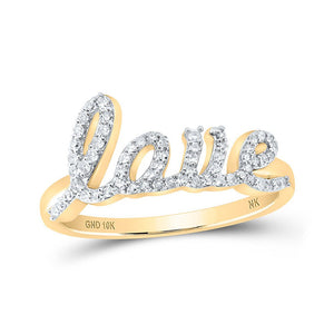 Diamond Band | 10kt Yellow Gold Womens Round Diamond LOVE Band Ring 1/4 Cttw | Splendid Jewellery GND