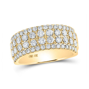 Diamond Band | 10kt Yellow Gold Womens Round Diamond Machine-set Band Ring 1-1/2 Cttw | Splendid Jewellery GND