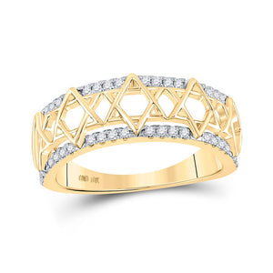 Diamond Band | 10kt Yellow Gold Womens Round Diamond Magen David Star Ring 1/5 Cttw | Splendid Jewellery GND