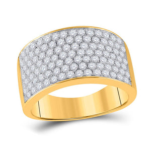 Diamond Band | 10kt Yellow Gold Womens Round Diamond Pave Band Ring 1-1/2 Cttw | Splendid Jewellery GND