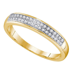 Diamond Band | 10kt Yellow Gold Womens Round Diamond Pave Band Ring 1/10 Cttw | Splendid Jewellery GND