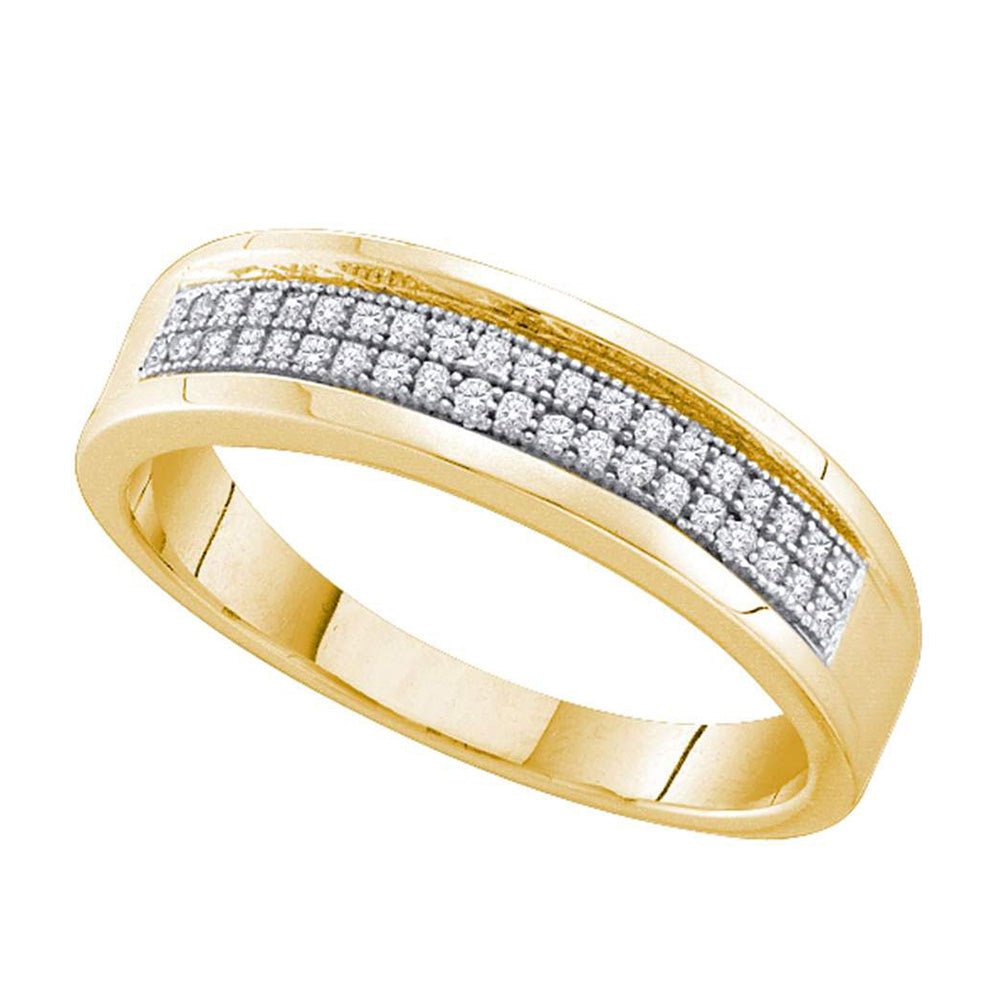 Diamond Band | 10kt Yellow Gold Womens Round Diamond Pave Band Ring 1/6 Cttw | Splendid Jewellery GND