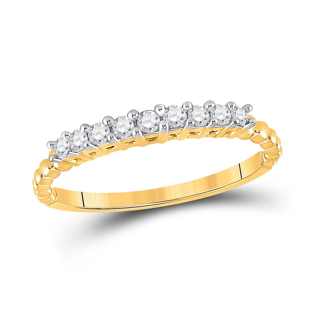 Diamond Band | 10kt Yellow Gold Womens Round Diamond Single Row Band Ring 1/4 Cttw | Splendid Jewellery GND