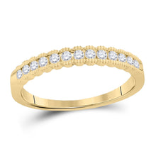 Load image into Gallery viewer, Radiant Brilliance | 10kt Yellow Gold Women&#39;s Round Diamond Single Row Band Ring 1/4 Cttw product  Top View from Splendid Jewellery