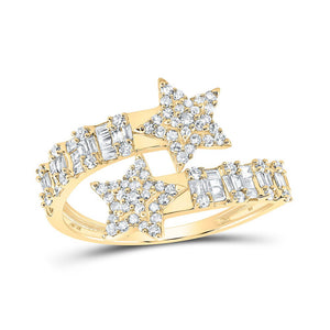 Diamond Band | 10kt Yellow Gold Womens Round Diamond Star Cuff Band Ring 5/8 Cttw | Splendid Jewellery GND