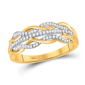 Radiant Twist: 10kt Yellow Gold Womens Round Diamond Band Ring 1/6 Cttw - Top View