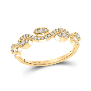 Diamond Band | 10kt Yellow Gold Womens Round Diamond Wavy Band Ring 1/5 Cttw | Splendid Jewellery GND