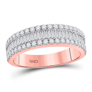 Diamond Band | 14kt Rose Gold Womens Baguette Diamond Anniversary Ring 1 Cttw | Splendid Jewellery GND