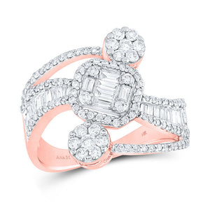 Diamond Band | 14kt Rose Gold Womens Baguette Diamond Cluster Ring 1 Cttw | Splendid Jewellery GND