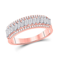 Load image into Gallery viewer, 14kt Rose Gold Baguette and Round Diamond Anniversary Ring - Top View