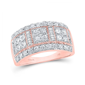 14kt Rose Gold Baguette Diamond Right-Hand Anniversary Ring - Top View